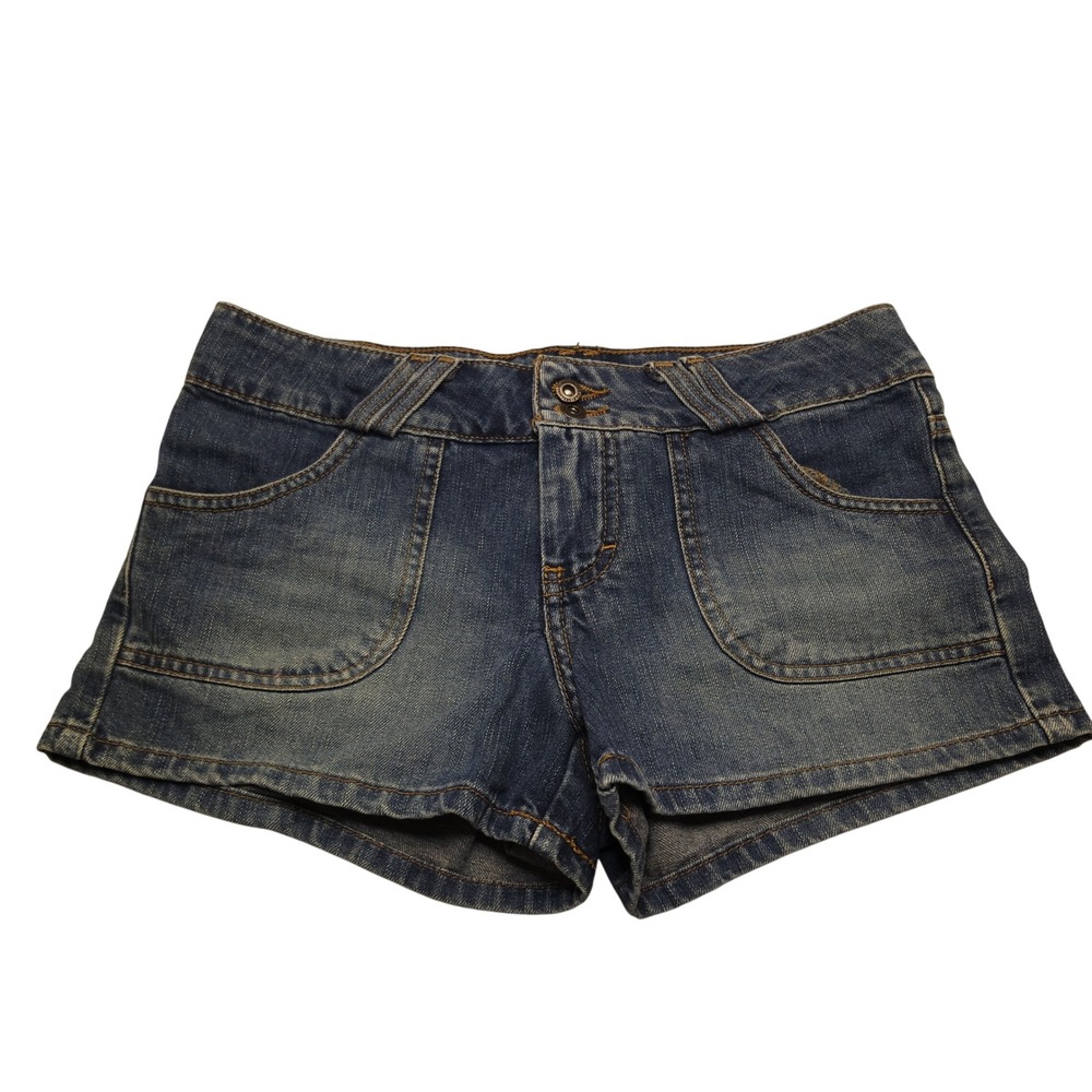 Vintage American Eagle Y2K Low Rise Denim Mini Shorts Blue Size 0 Preppy Grunge